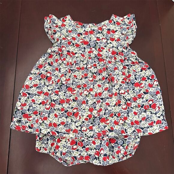 Ralph Lauren Vintage Inspired Baby Girls Preppy Floral Dress Bloomers Size 18 Mo - Picture 2 of 16